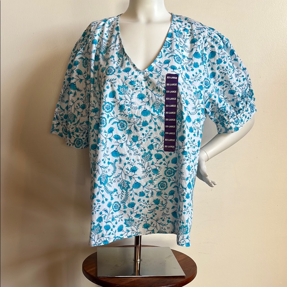 Draper James Floral Blue Women's Top